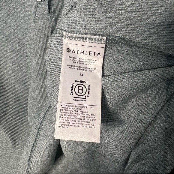 Athleta Uptempo Ribbed Henley Top, Minimalistic Grey SIZE 1x - Picture 7 of 9